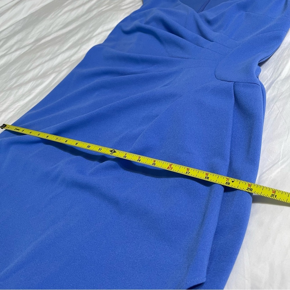 Adrianna Papell V-Neck Cap Sleeve‎ Cascading Ruffle Side Drape Sheath Dress - Picture 10 of 16